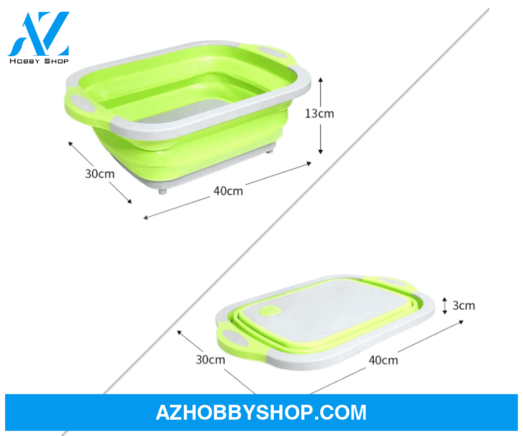 Folding Vegetable Board Household Multifunctional Anvil Washing Basket Green