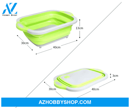 Folding Vegetable Board Household Multifunctional Anvil Washing Basket Green