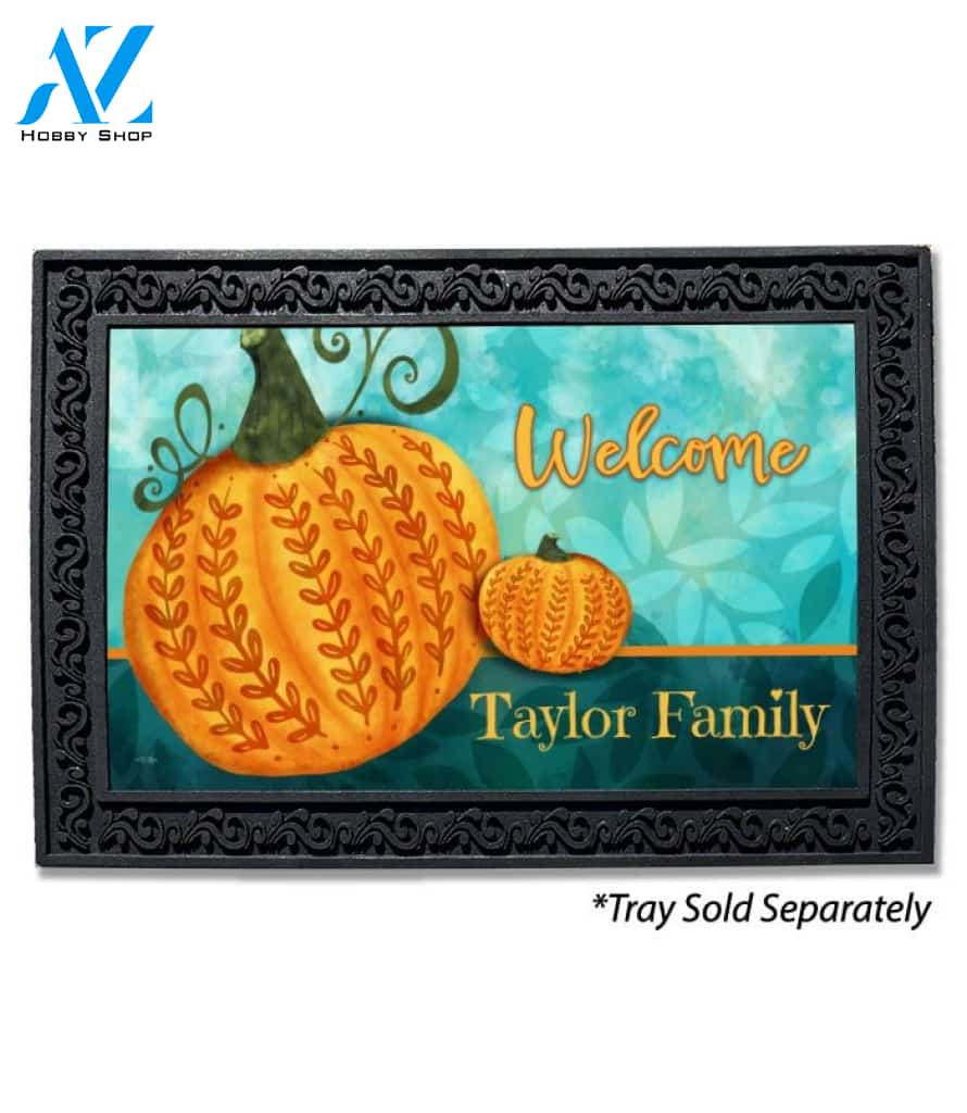 Folksie Fall Pumpkin Personalized Doormat - 18" x 30"