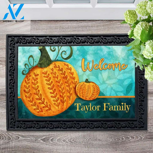Folksie Fall Pumpkin Personalized Doormat - 18" x 30"