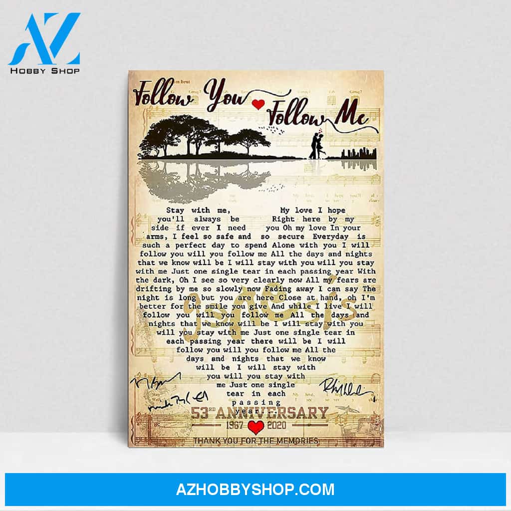 Follow You Follow Me Lyrics Poster, Lyrics Print, Song Lyrics Poster, Lyrics Wall Art, Wall Decor