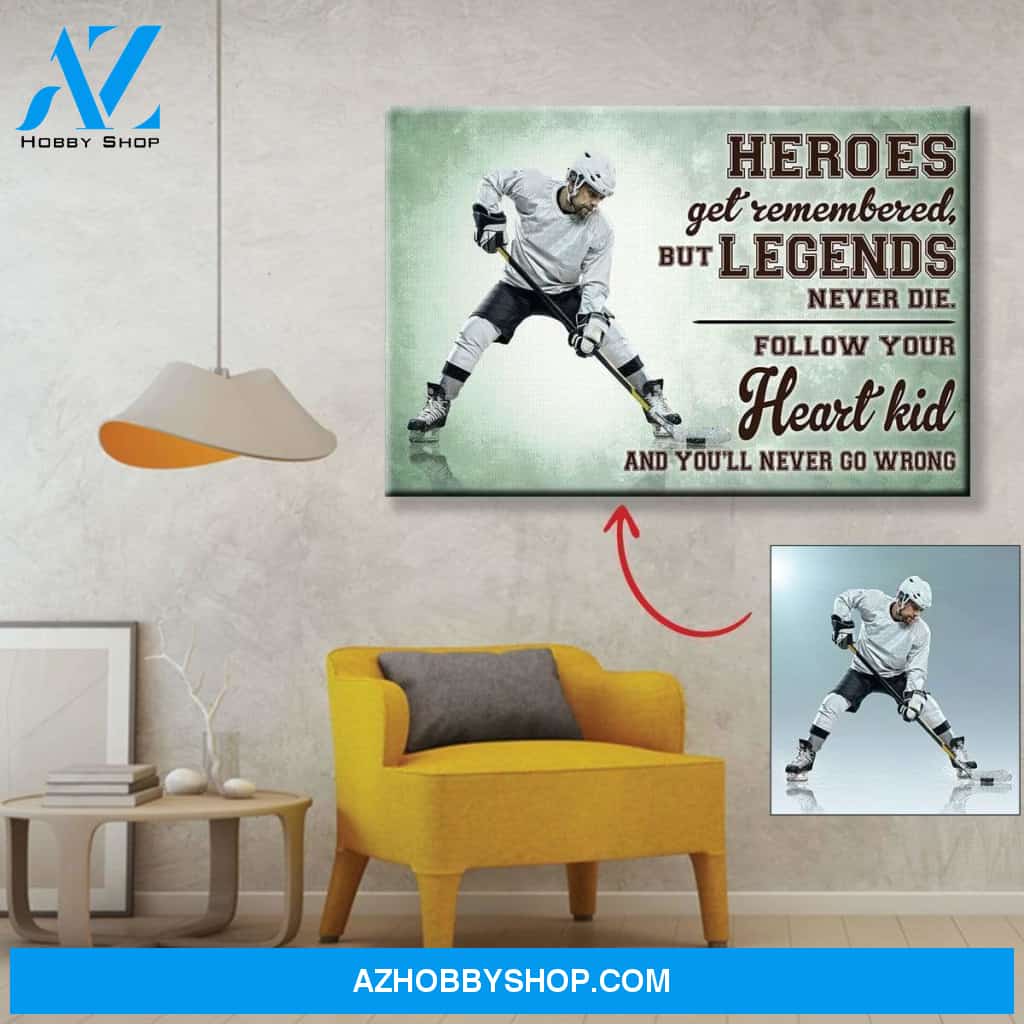 Follow your heart kid Hockey custom canvas prints With Photo