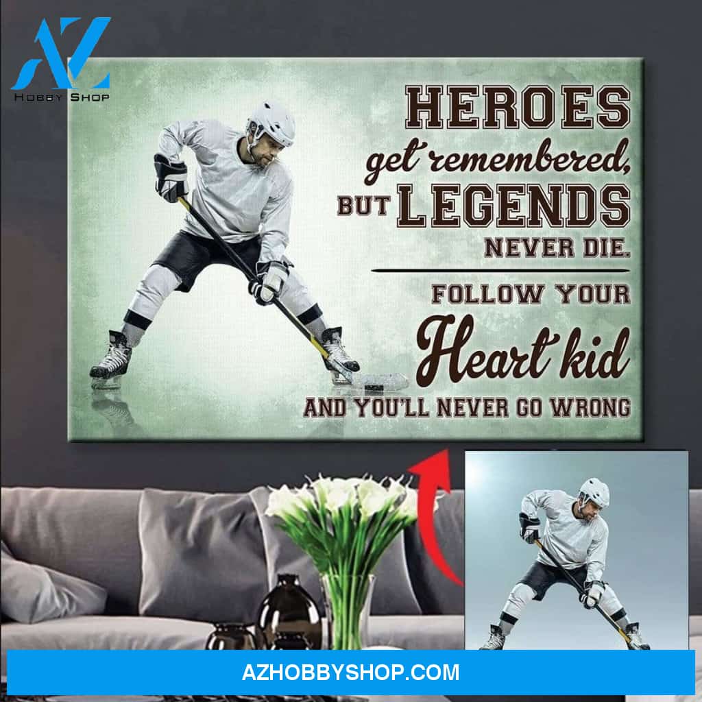 Follow your heart kid Hockey custom canvas prints With Photo