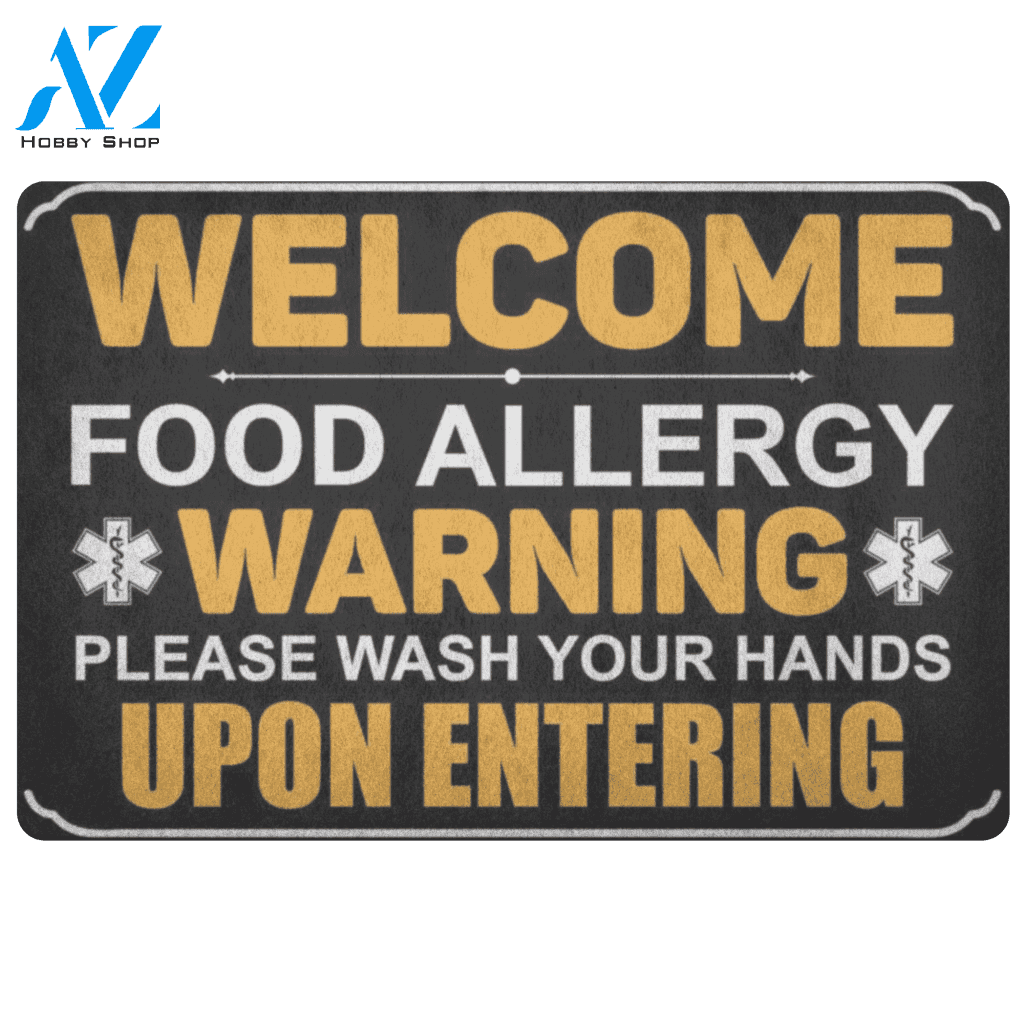 Food Allergy Warning Doormat | Welcome Mat | House Warming Gift