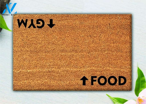 Food Gym - Fitness Doormat Welcome Mat House Warming Gift Home Decor Funny Doormat Gift Idea