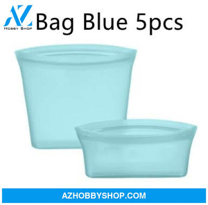 Food Silicone Bag Fresh-Keeping Storage Box Bagblue5Pcs