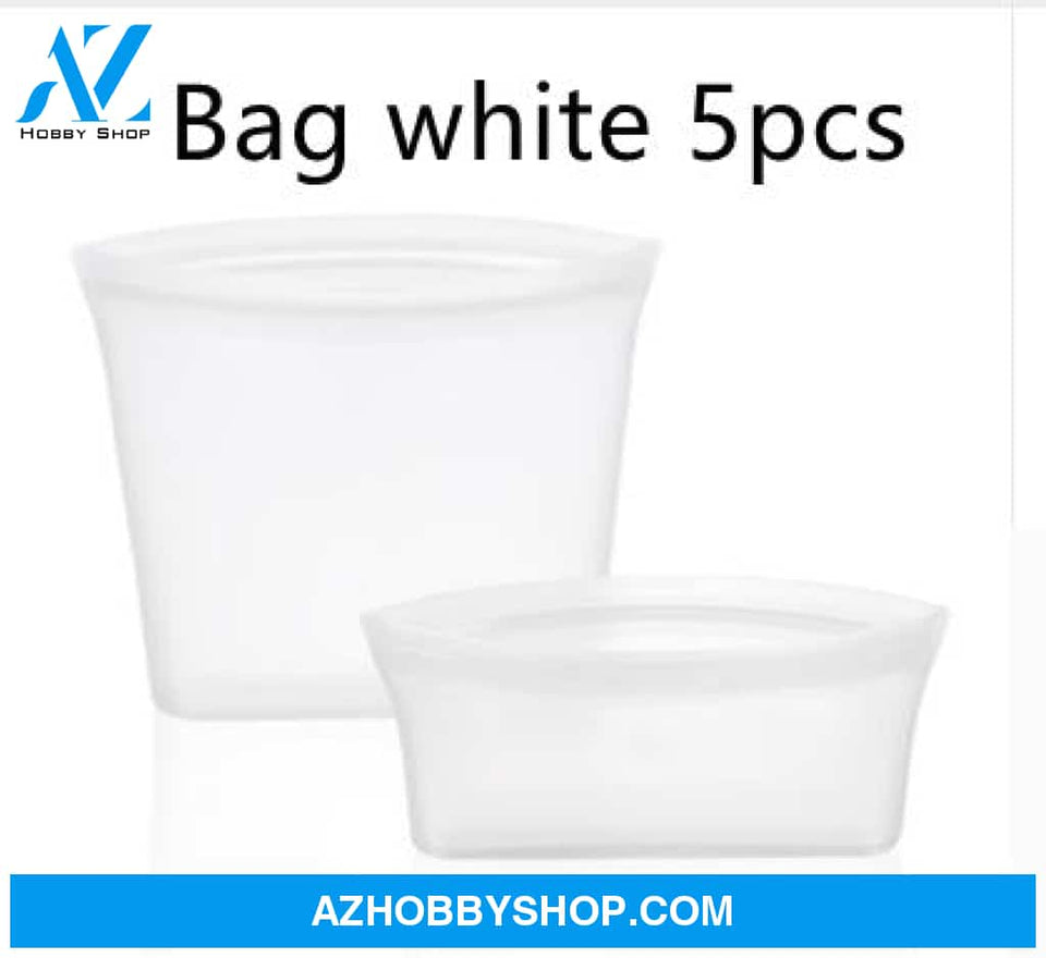 Food Silicone Bag Fresh-Keeping Storage Box Bagwhite5Pcs