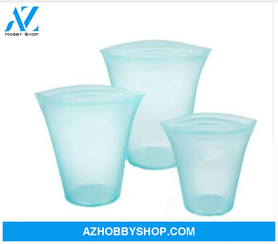 Food Silicone Bag Fresh-Keeping Storage Box Cupblue3Pcs