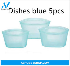 Food Silicone Bag Fresh-Keeping Storage Box Dishesblue5Pcs