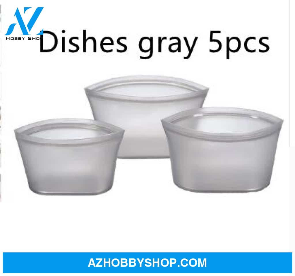 Food Silicone Bag Fresh-Keeping Storage Box Dishesgray5Pcs