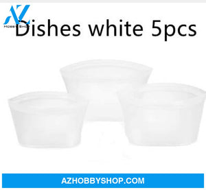 Food Silicone Bag Fresh-Keeping Storage Box Disheswhite5Pcs