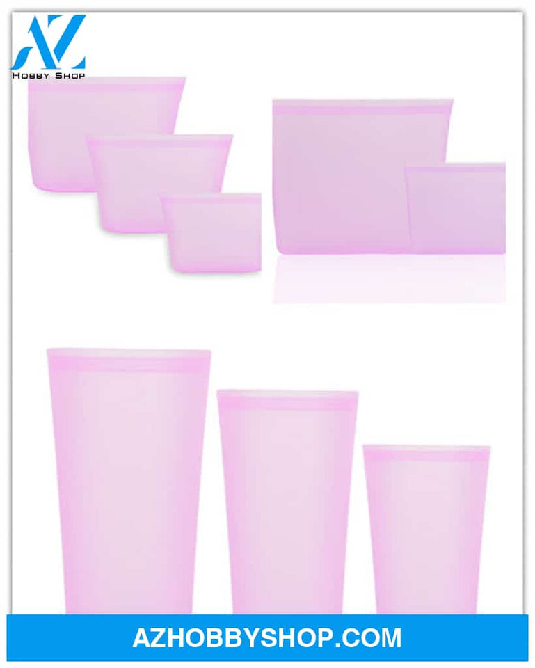 Food Silicone Bag Fresh-Keeping Storage Box Pink8Pcs