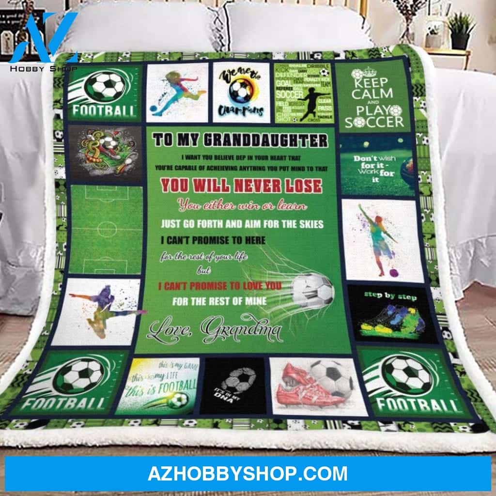 Football Soccer Granddaughter Blanket Gift For Soccer Lover, Gift For Granddaughter From Grandma Home Decor Bedding Couch Sofa Soft and Comfy Cozy