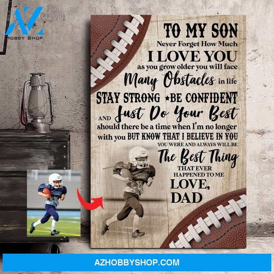 Football - To my son Custom Canvas Prints With Photo