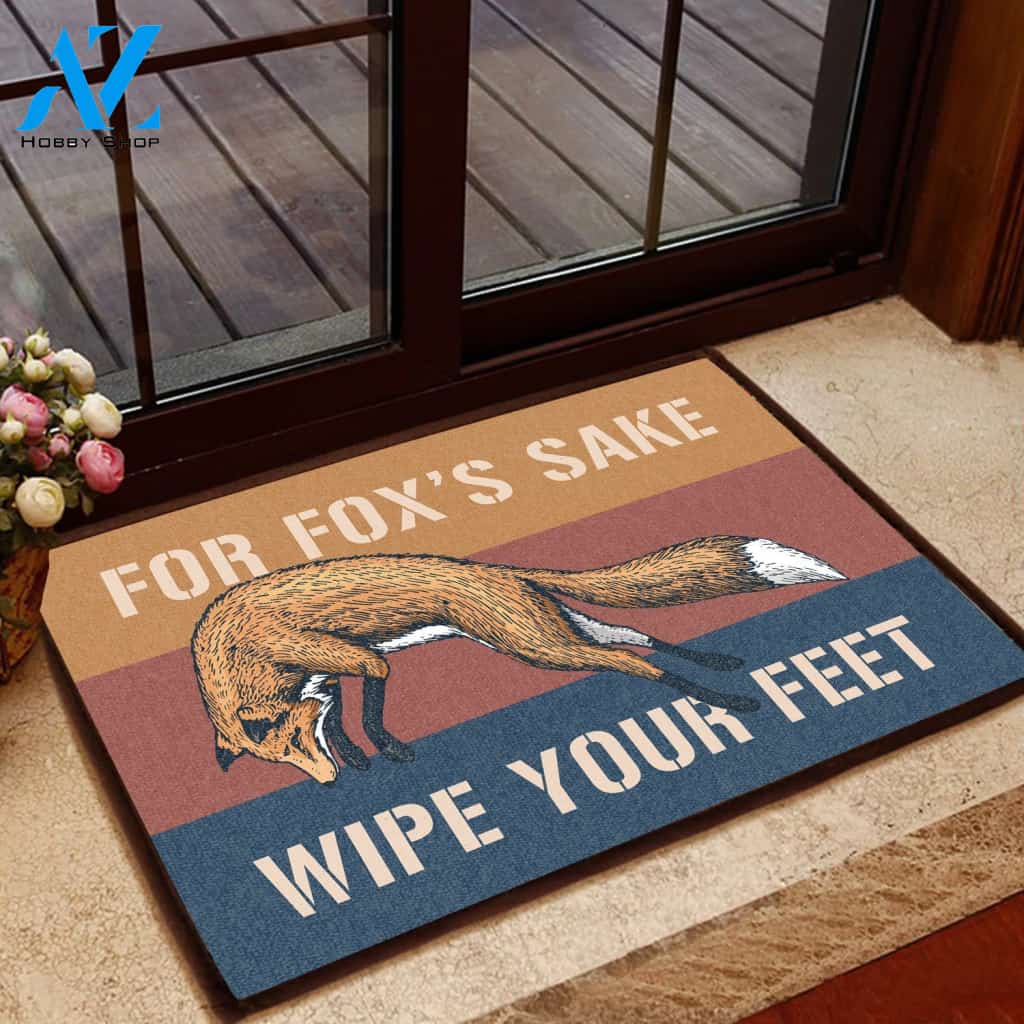 For Fox's Sake Wipe Your Feet Doormat Welcome Mat House Warming Gift Home Decor Funny Doormat Gift Idea