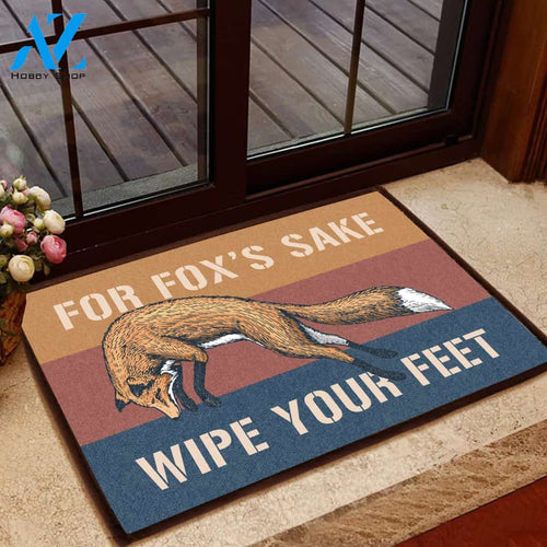 For Fox's Sake Wipe Your Feet Doormat Welcome Mat House Warming Gift Home Decor Funny Doormat Gift Idea