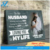 For husband missing you is my hobby - Personalized Canvas