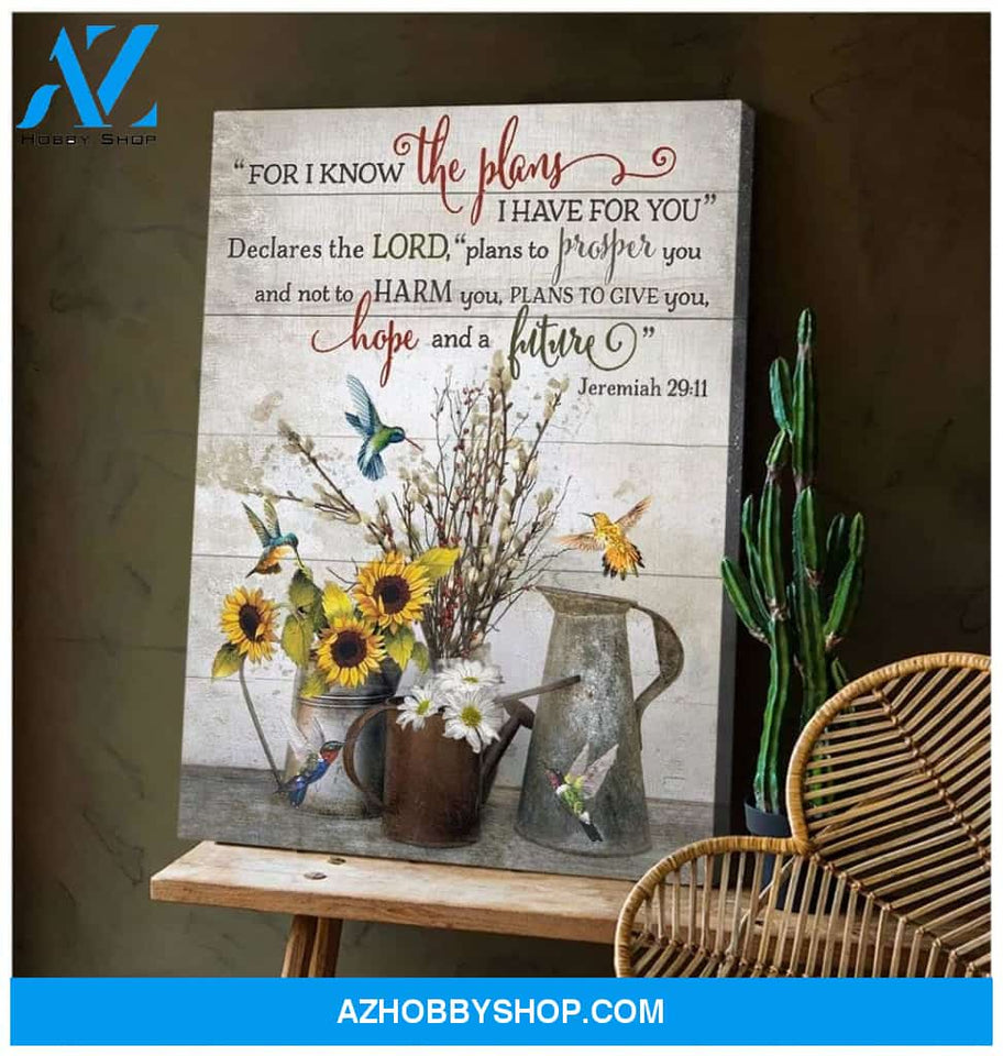 For I Know The Plans Hummingbird Wall Art Canvas
