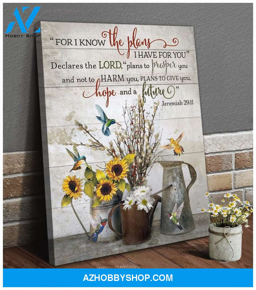 For I Know The Plans Hummingbird Wall Art Canvas