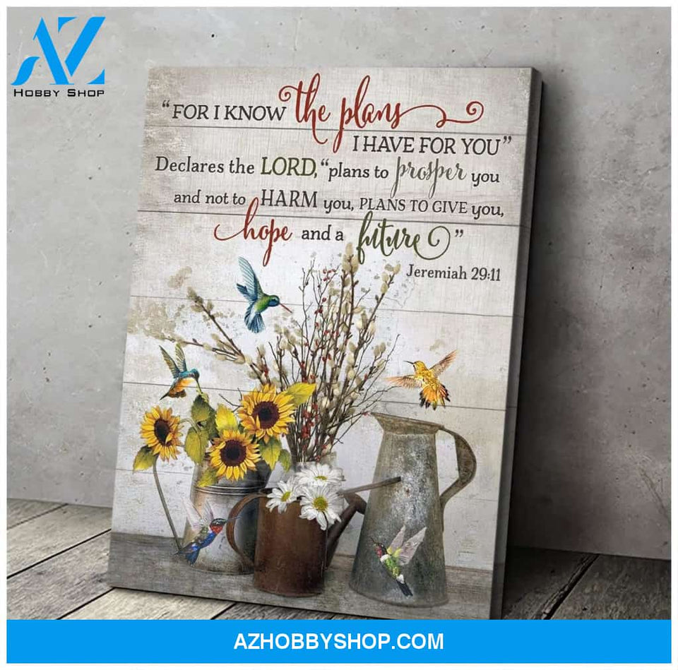 For I Know The Plans Hummingbird Wall Art Canvas