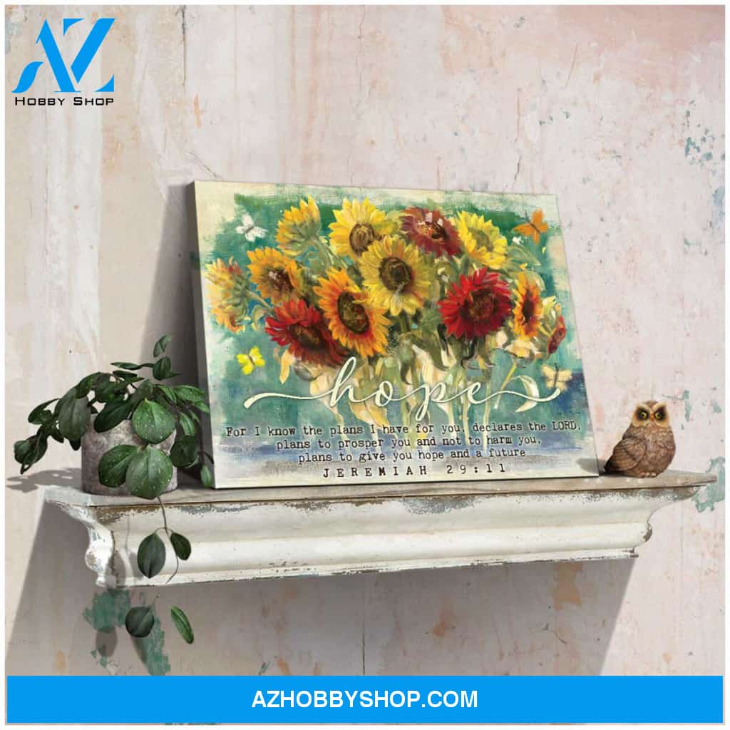 For I know the plans Sunflowers and Butterflies Canvas Wall Art Decor