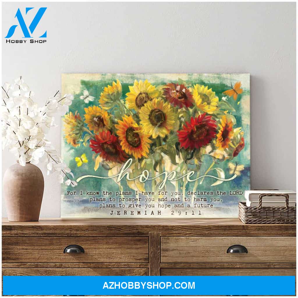 For I know the plans Sunflowers and Butterflies Canvas Wall Art Decor