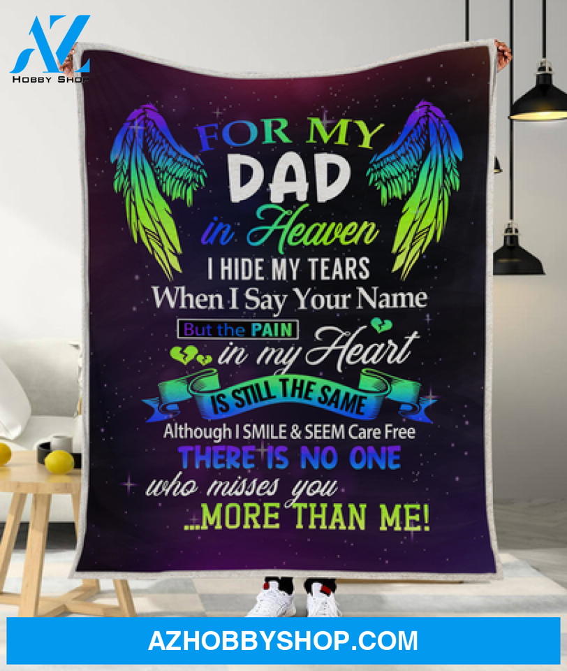 For My Dad In Heaven Memorial Blanket Gift For Friend Family 