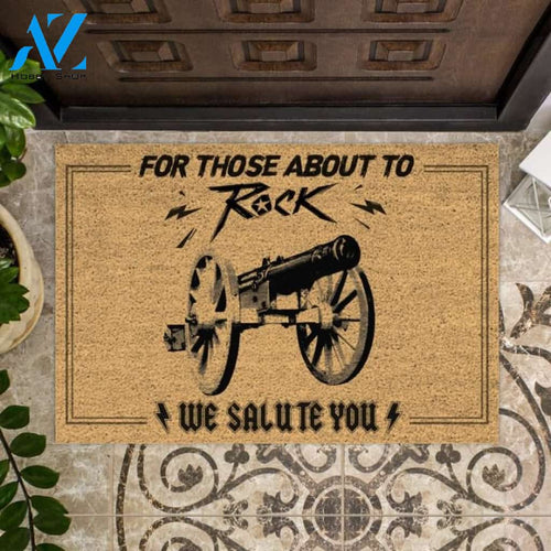 For those about to rock We salute you Doormat | Welcome Mat | House Warming Gift