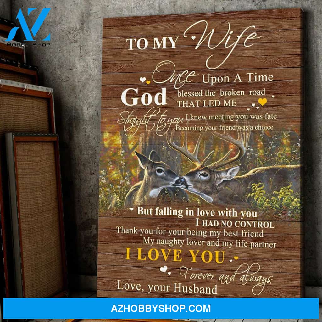Anniversary Gift For Wife For Husband God Blessed The Broken Road Deer Couple Vertical Canvas