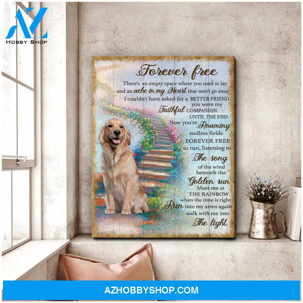 Forever Free Dog, Beautiful Dog Canvas Wall Art