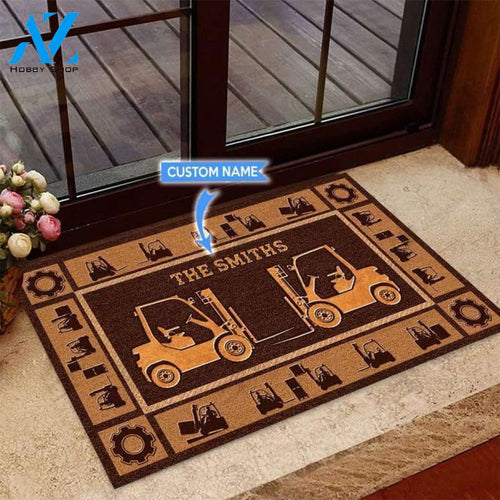 Forklift truck Basic Brown Custom Doormat | Welcome Mat | House Warming Gift