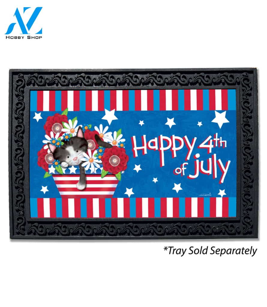 Fourth of July Kitty Doormat - 18" x 30"
