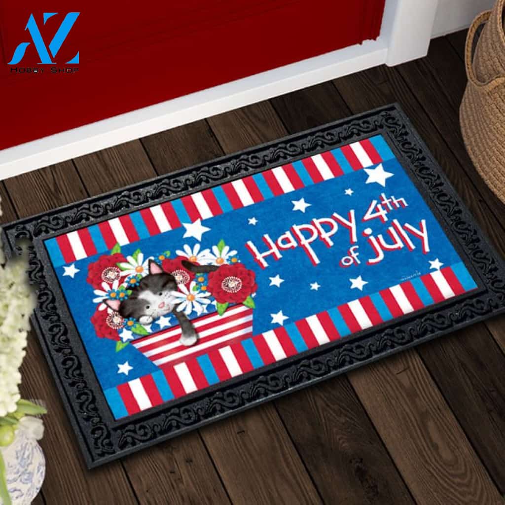 Fourth of July Kitty Doormat - 18" x 30"