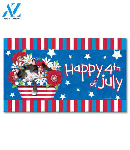 Fourth of July Kitty Doormat - 18" x 30"