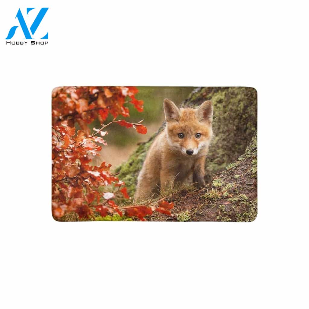 Fox With Maple Tree Little Animal Doormat Welcome Mat House Warming Gift Home Decor Funny Doormat Gift Idea