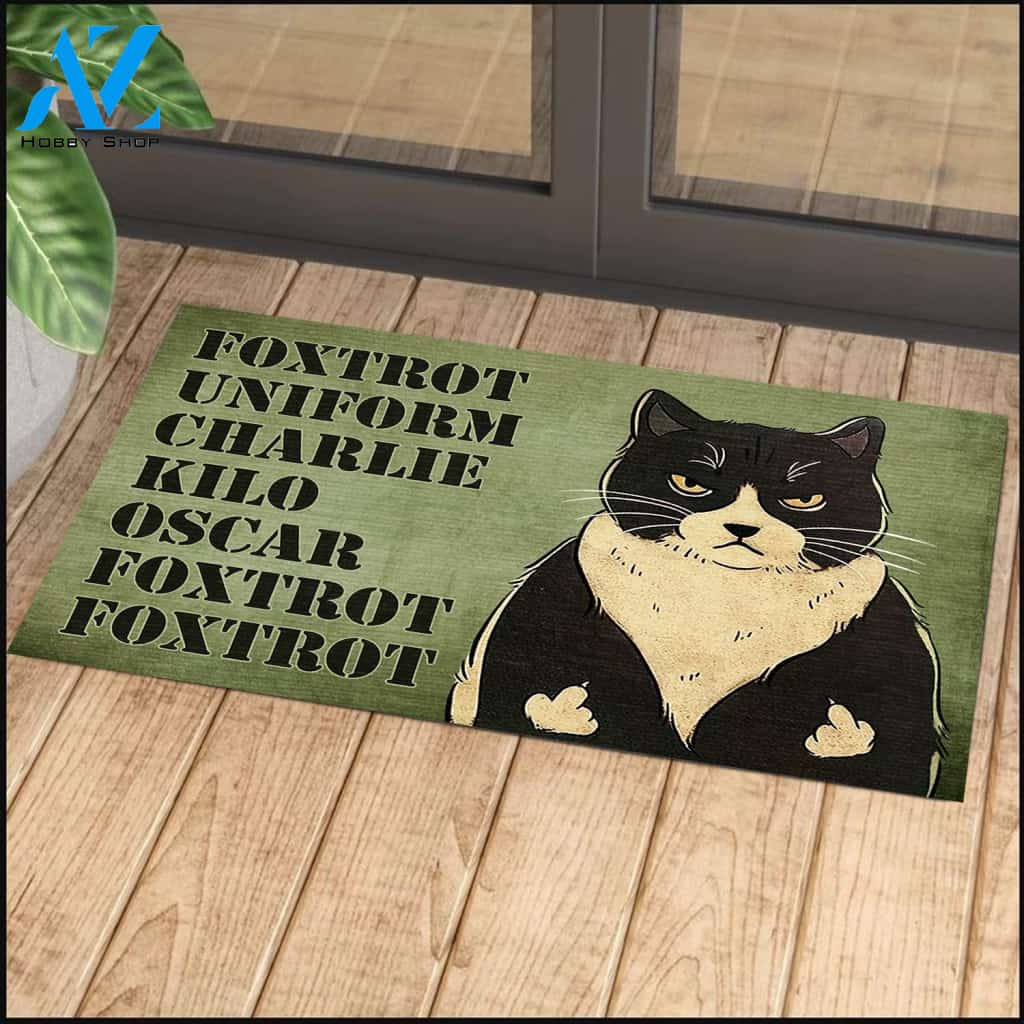 Foxtrot Uniform Charlie Cat Doormat Welcome Mat Housewarming Gift Home Decor Gift For Cat Lovers Funny Doormat Gift Idea