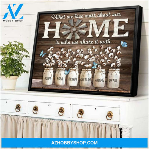 Framed Custom Canvas Print Personalized Names Family Gifts What We Love Most About Our Home Ohcanvas