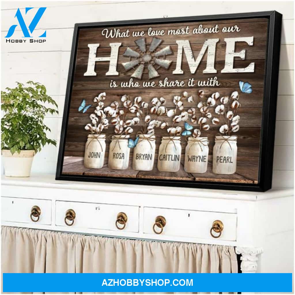 Framed Custom Canvas Print Personalized Names Family Gifts What We Love Most About Our Home Ohcanvas