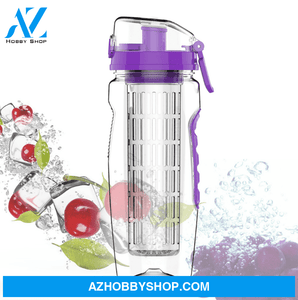 Free Fruit Infuser Juice Shaker Bottle Portable Climbing Camp Purple