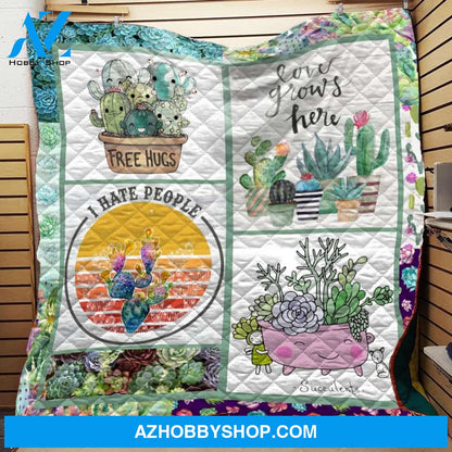 Free Hugs Succulent Fleece Blanket