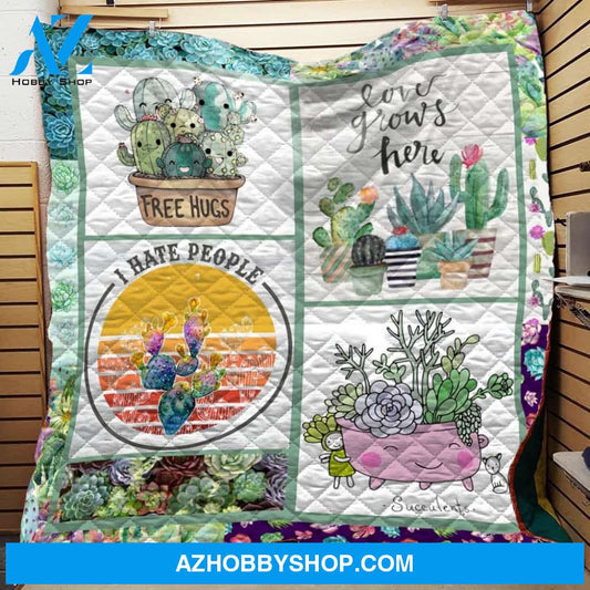 Free Hugs Succulent Fleece Blanket