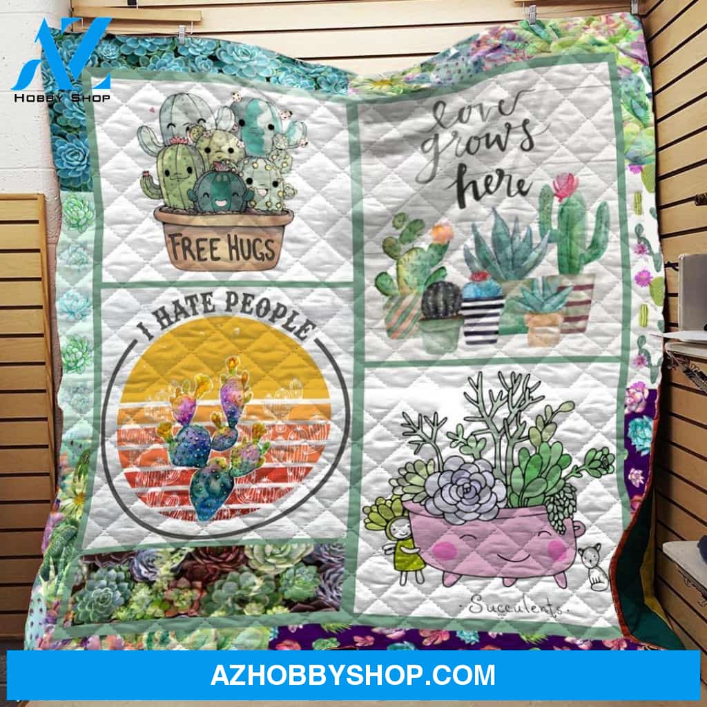 Free Hugs Succulent Fleece Blanket
