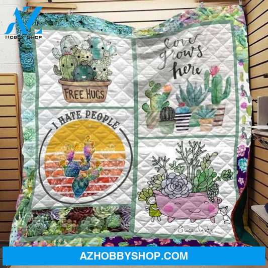 Free Hugs Succulent Fleece Blanket
