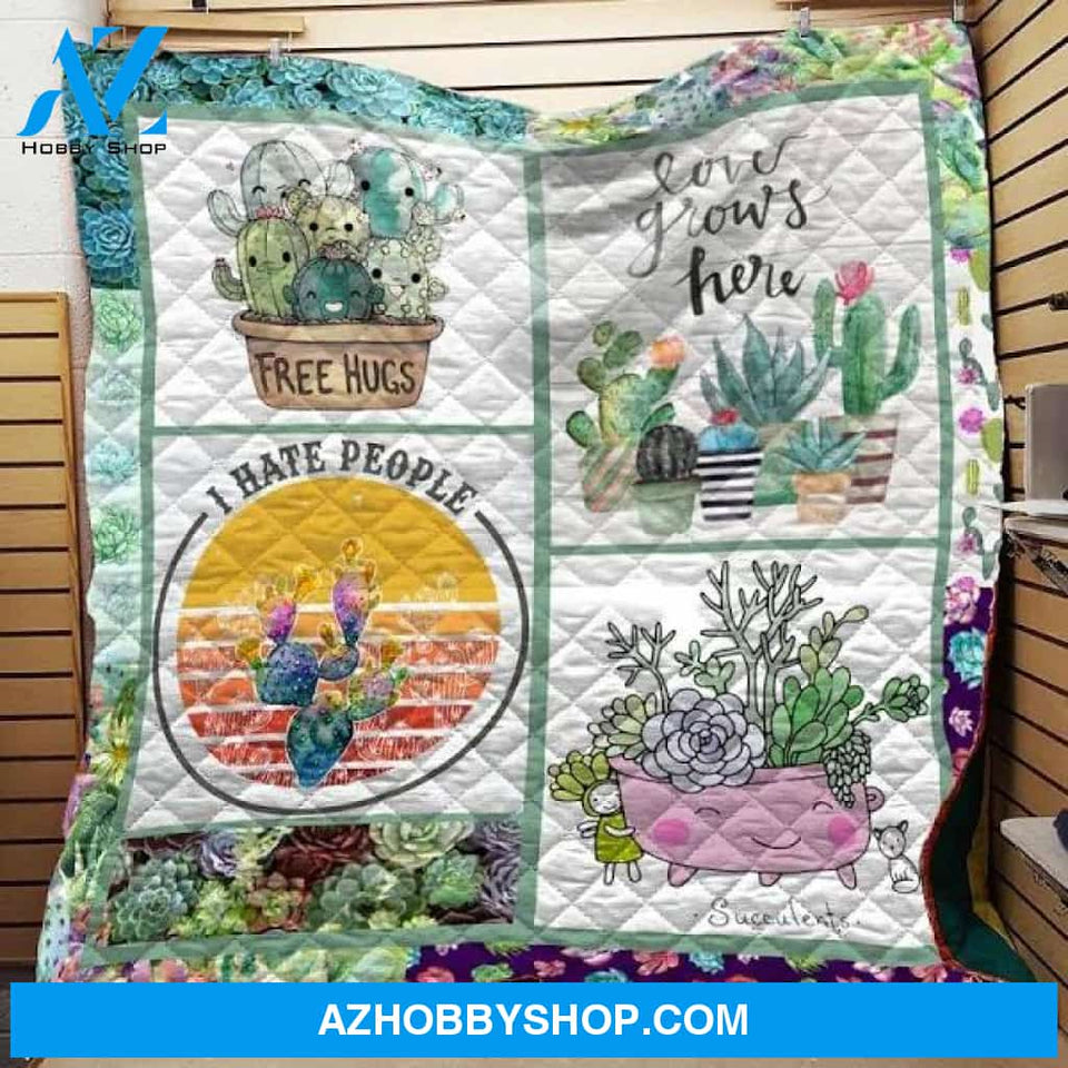 Free Hugs Succulent Fleece Blanket