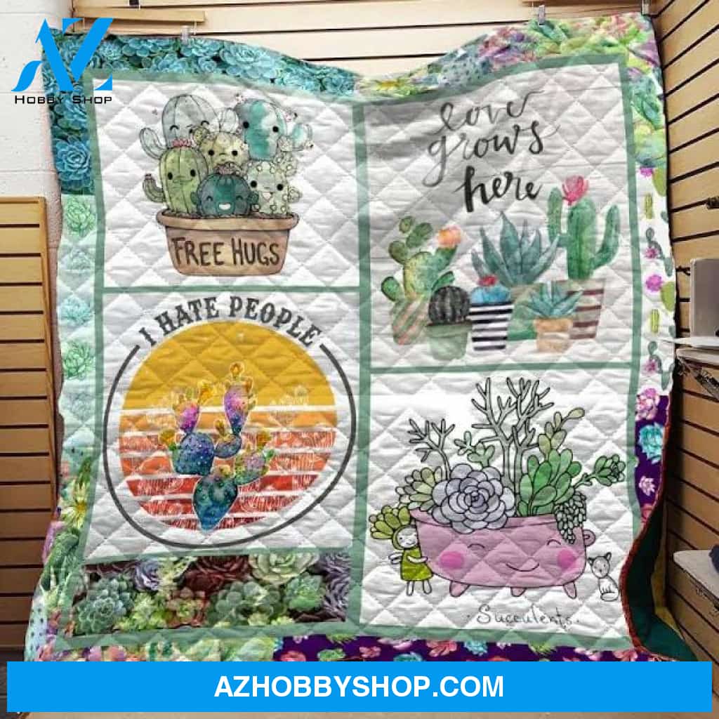 Free Hugs Succulent Fleece Blanket