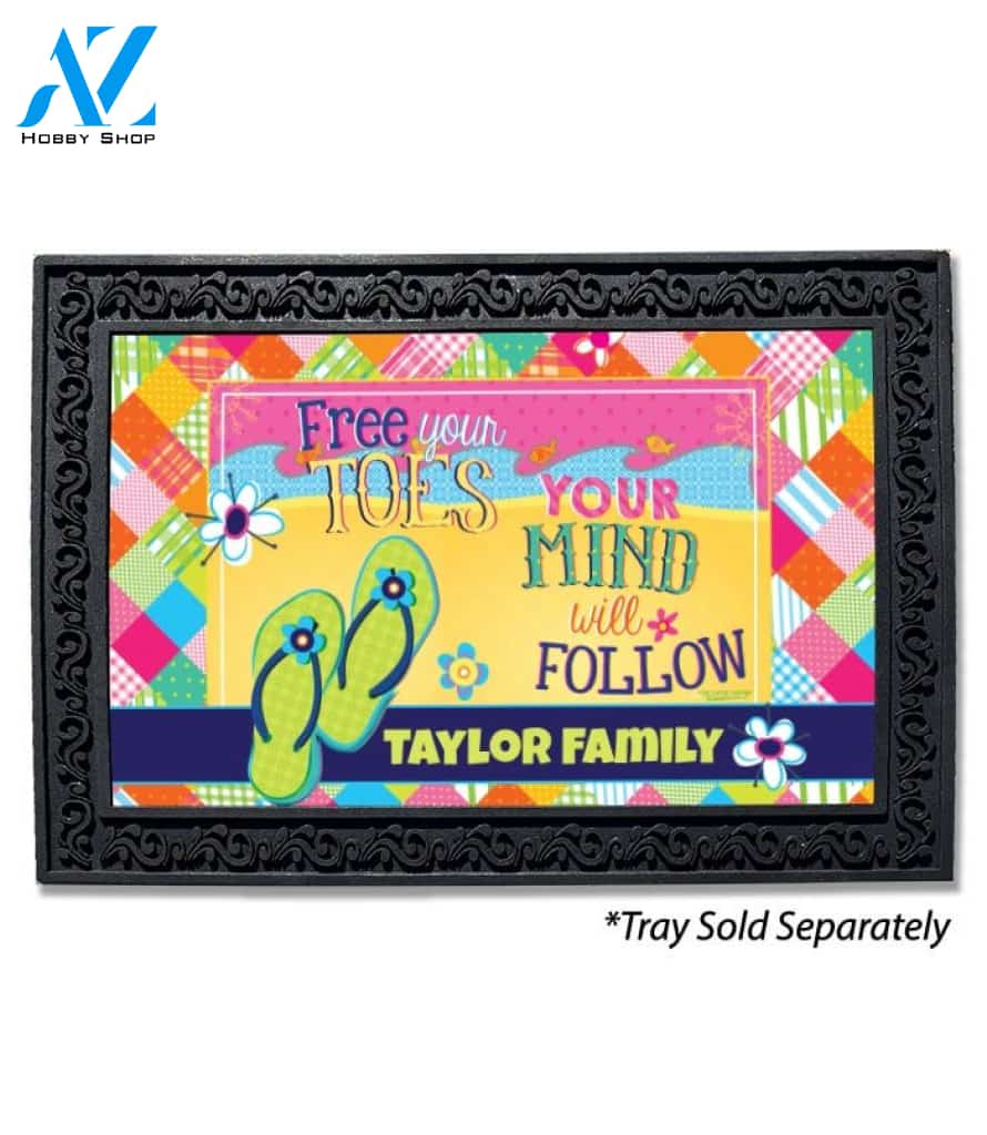 Free Your Toes Flip Flops Personalized Doormat - 18" x 30"