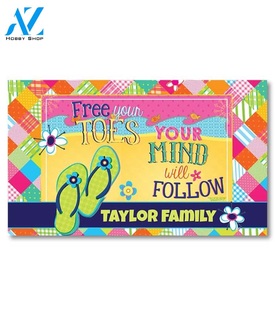 Free Your Toes Flip Flops Personalized Doormat - 18" x 30"