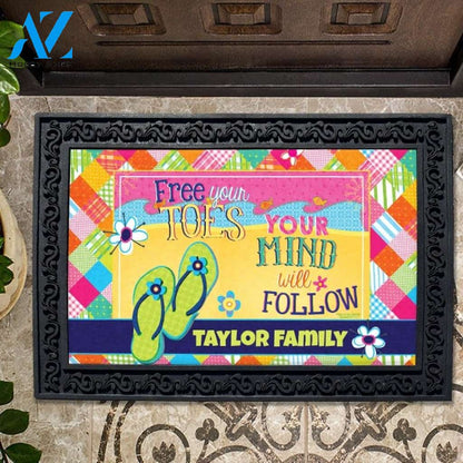 Free Your Toes Flip Flops Personalized Doormat - 18" x 30"