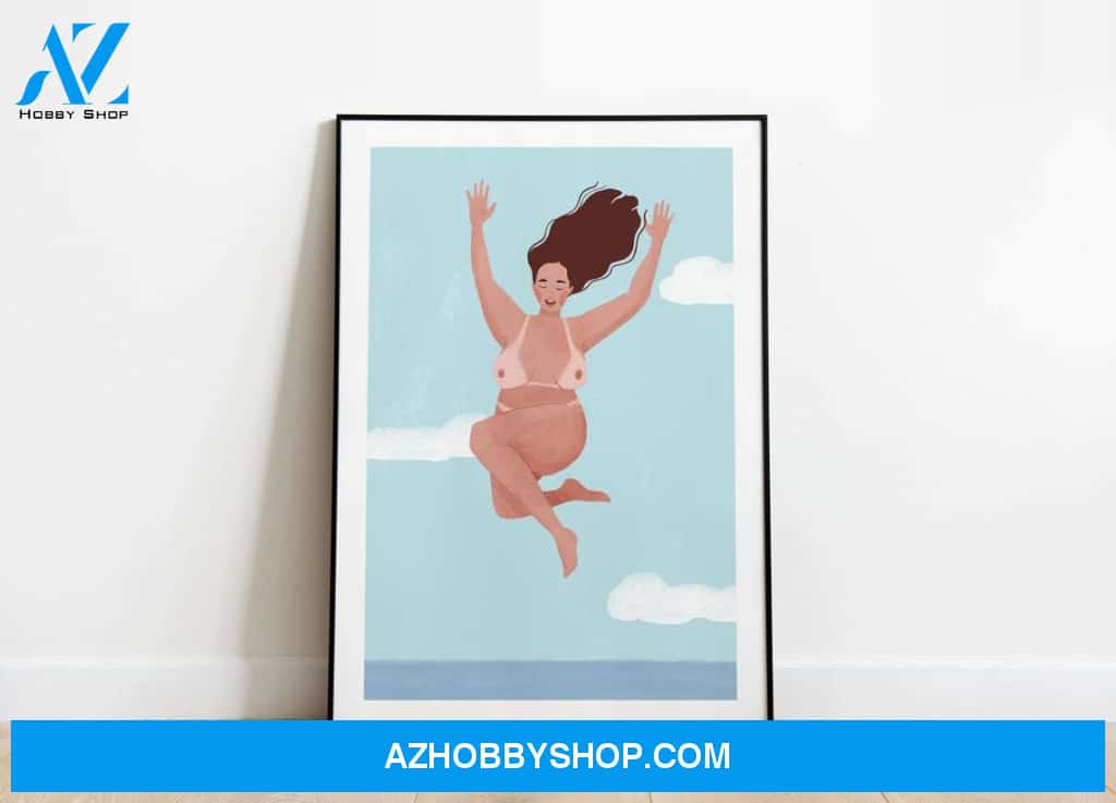 freedom, summer, beach, body positivity, curvy girl Canvas And Poster, Wall Decor Visual Art