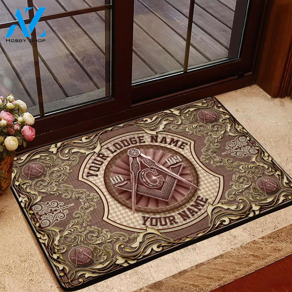 Freemason Doormat,Vintage Style Freemason Rug Custom Lodge, Custom Doormat
